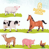 Jumbo Farm Animals For Toddlers - 6 Piece Jumbo Set Plus 4 Fence Pieces - Also Includes Carrying Bag