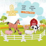 Jumbo Farm Animals For Toddlers - 6 Piece Jumbo Set Plus 4 Fence Pieces - Also Includes Carrying Bag