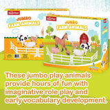 Jumbo Farm Animals For Toddlers - 6 Piece Jumbo Set Plus 4 Fence Pieces - Also Includes Carrying Bag